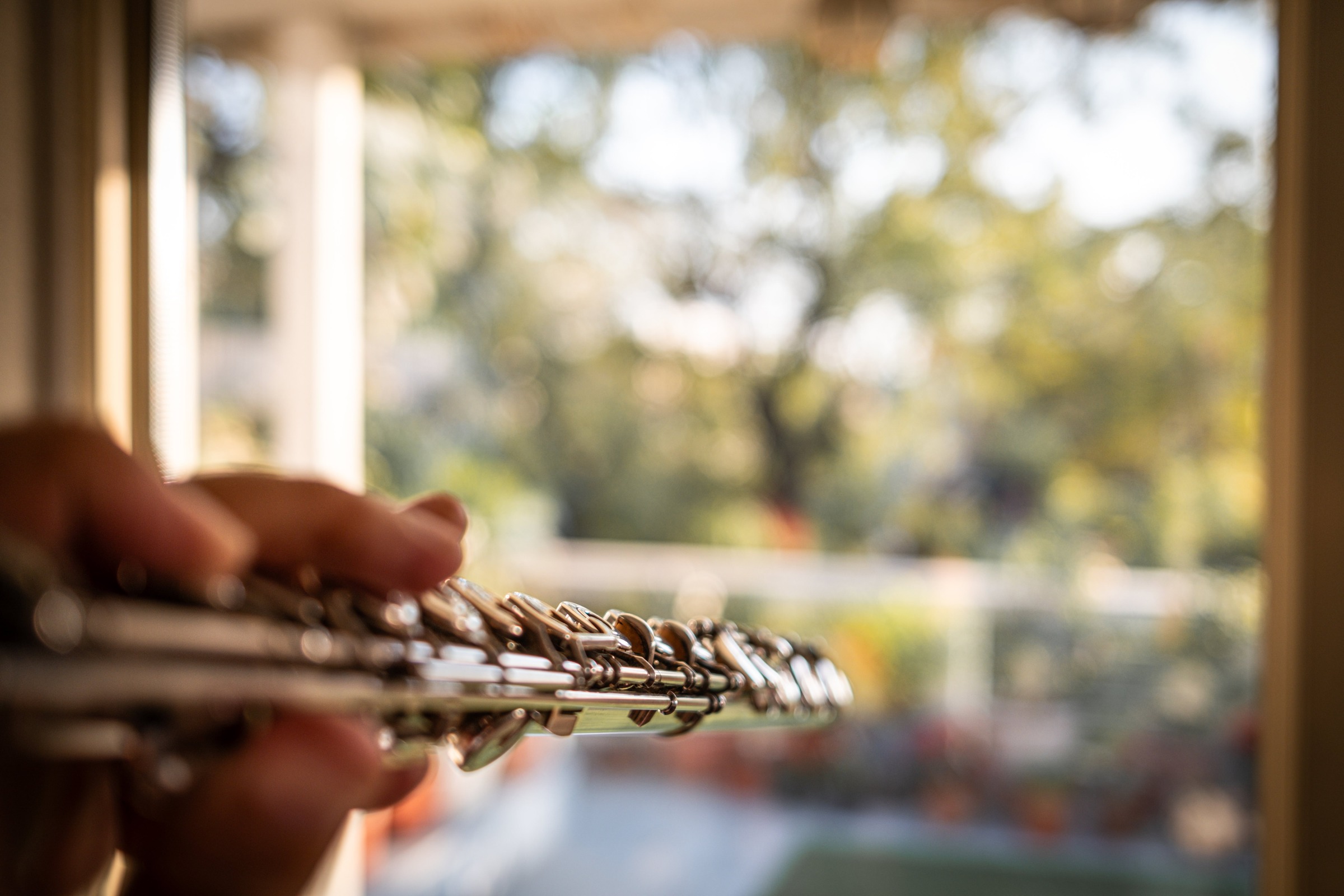 Flute closeup during music practice
