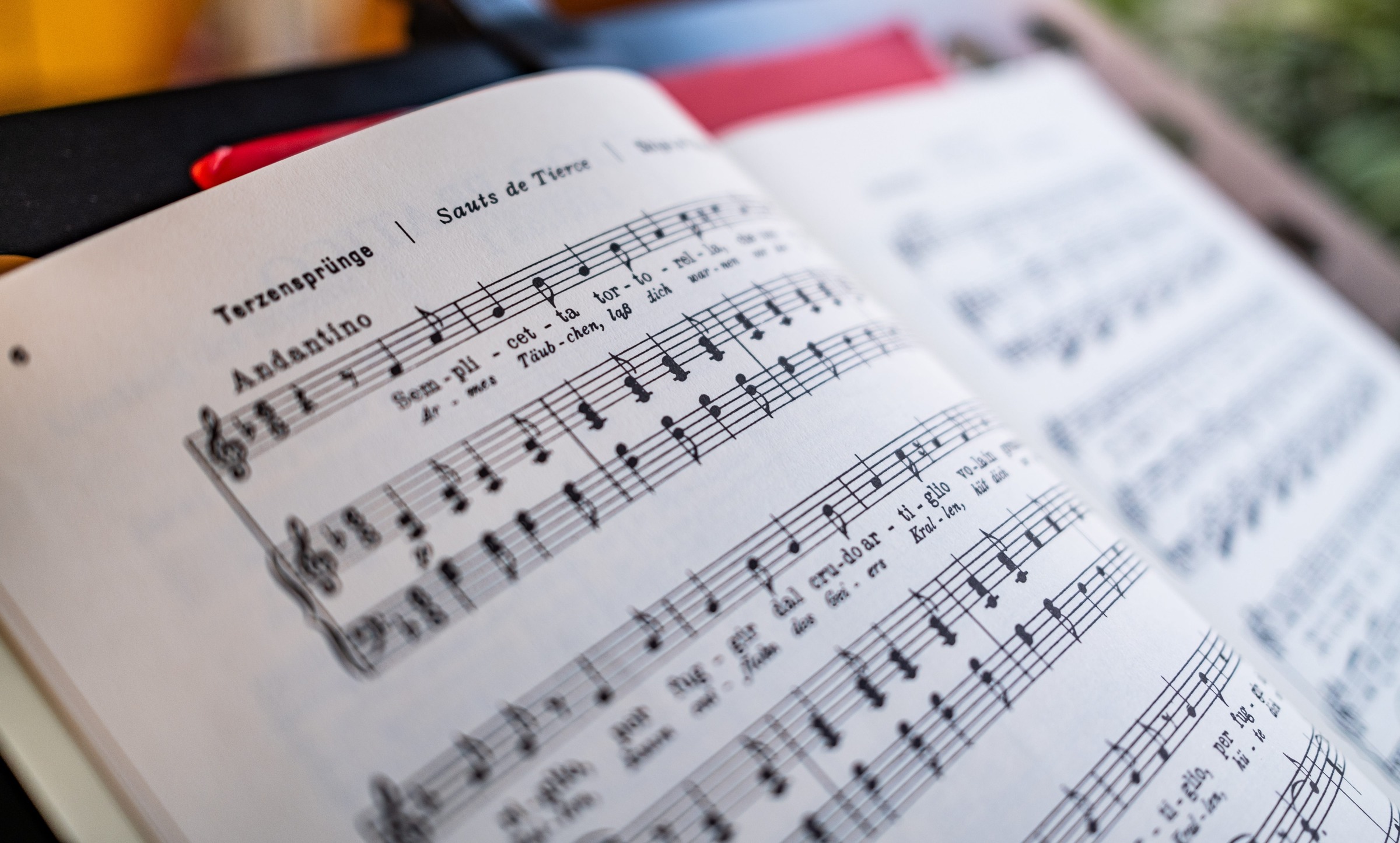 Open sheet music in the studio